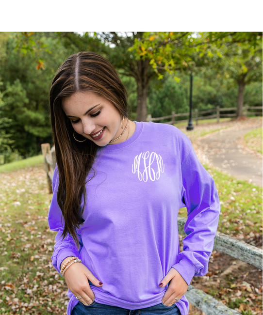 Monogrammed Comfort Colors Long Sleeve T-Shirt